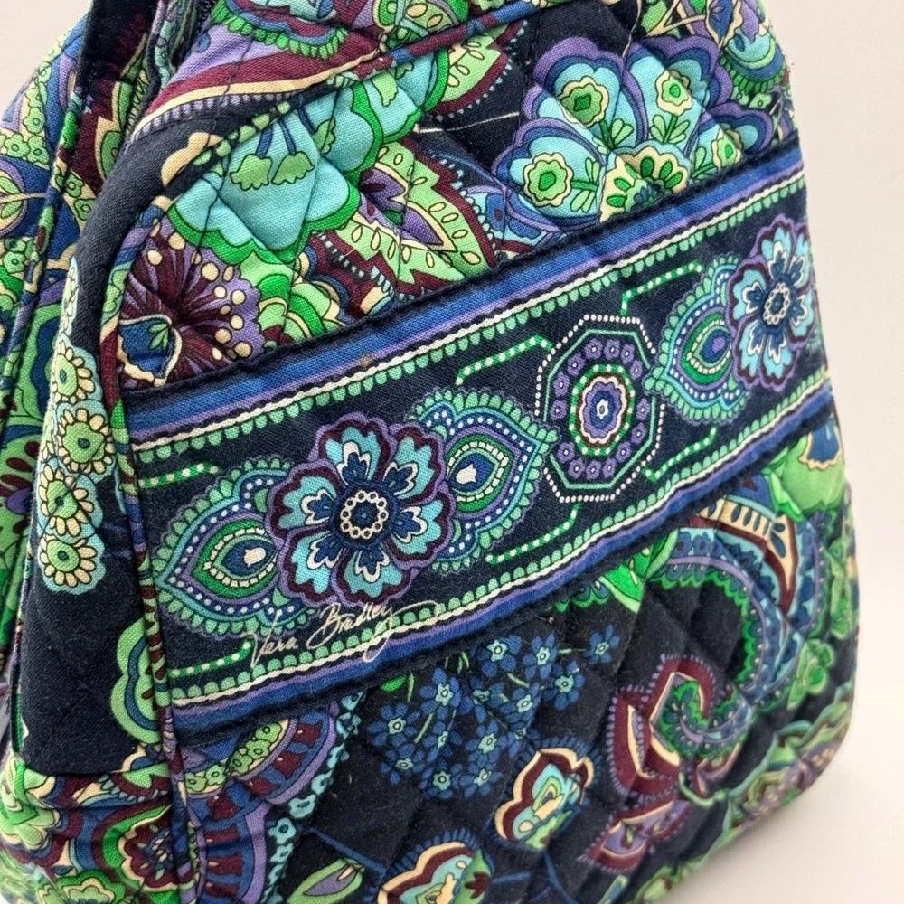 Vera Bradley Blue Green Paisley Quilted Lunch Bag Tote Zip Closure Floral